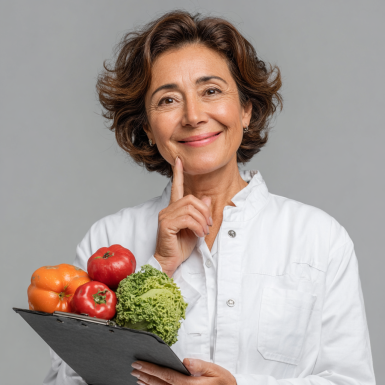 Profesional de la nutrición explicando plan alimentario